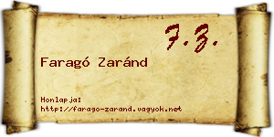 Faragó Zaránd névjegykártya